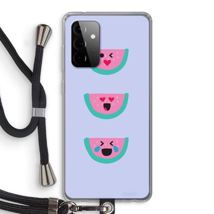 Smiley watermeloen: Samsung Galaxy A72 5G Transparant Hoesje met koord