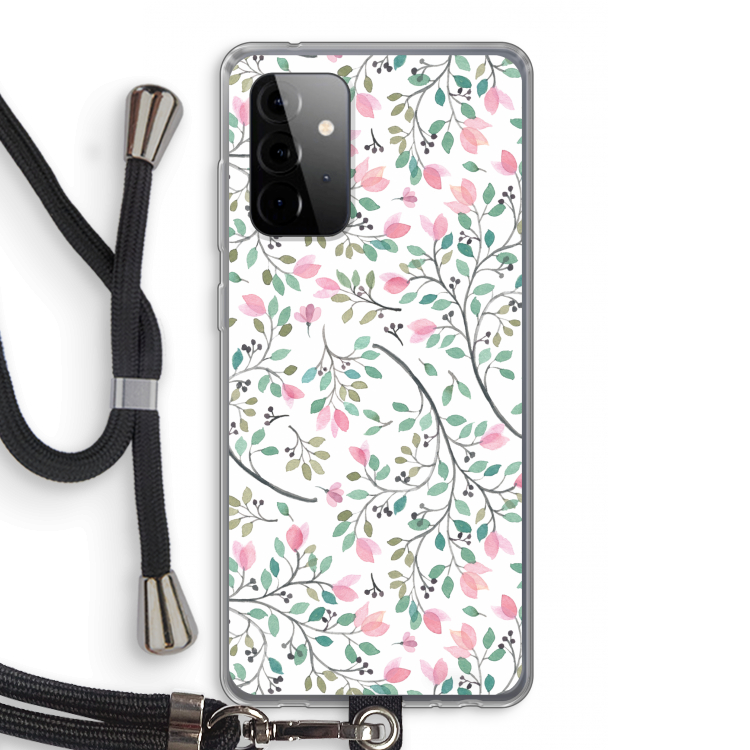 Sierlijke bloemen: Samsung Galaxy A72 5G Transparant Hoesje met koord