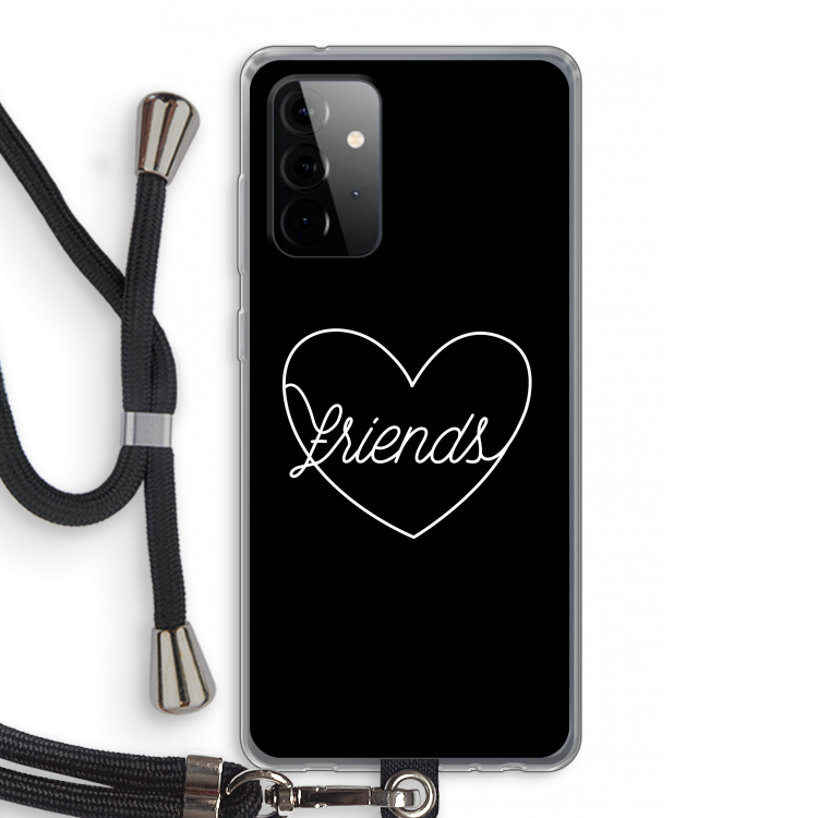 Friends heart black: Samsung Galaxy A72 5G Transparant Hoesje met koord