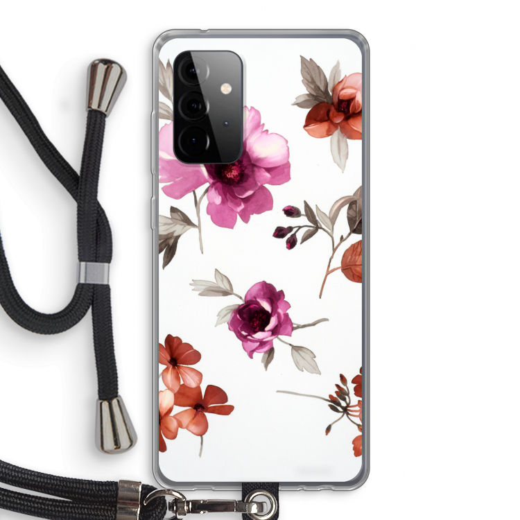 Geschilderde bloemen: Samsung Galaxy A72 5G Transparant Hoesje met koord