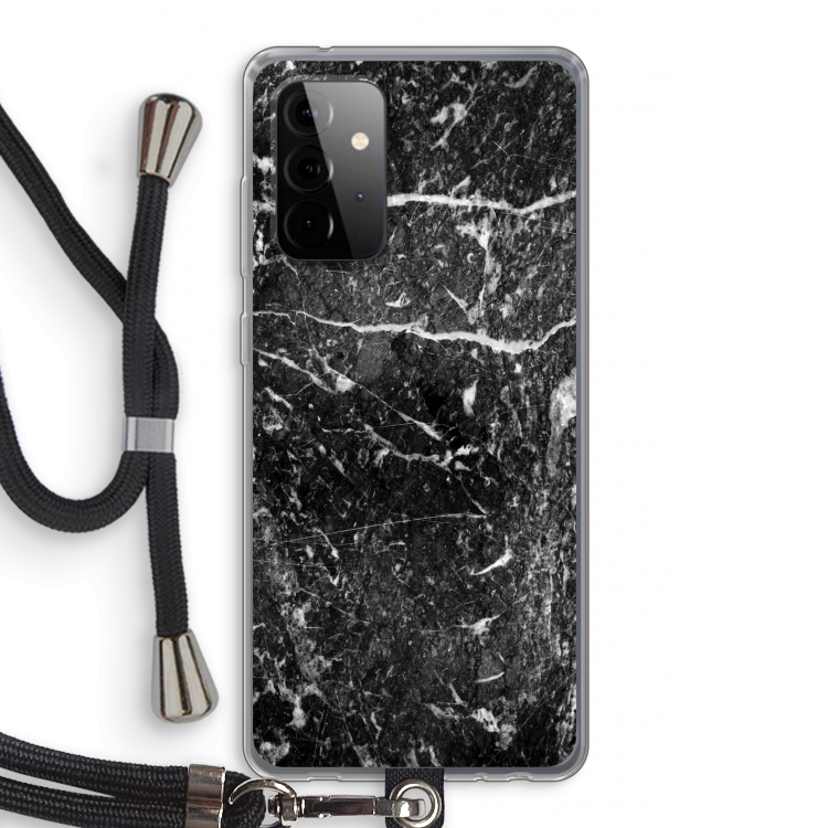 Zwart marmer: Samsung Galaxy A72 5G Transparant Hoesje met koord