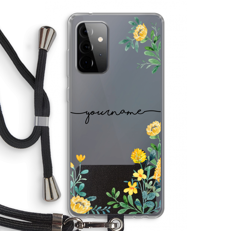 Gele bloemen: Samsung Galaxy A72 5G Transparant Hoesje met koord