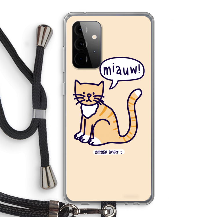 Miauw: Samsung Galaxy A72 5G Transparant Hoesje met koord