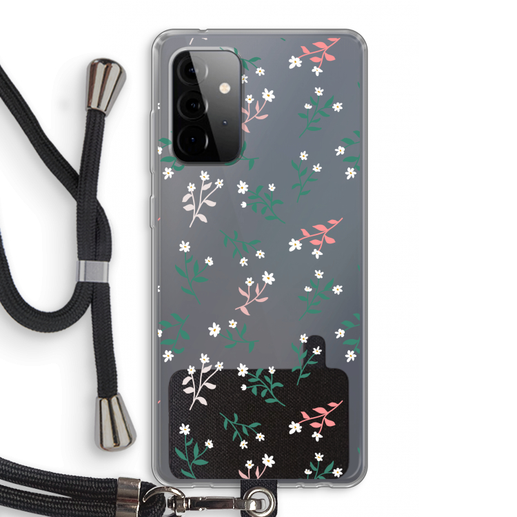 Small white flowers: Samsung Galaxy A72 5G Transparant Hoesje met koord