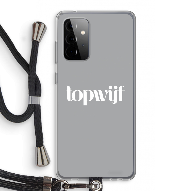 Topwijf Grijs Wit: Samsung Galaxy A72 5G Transparant Hoesje met koord