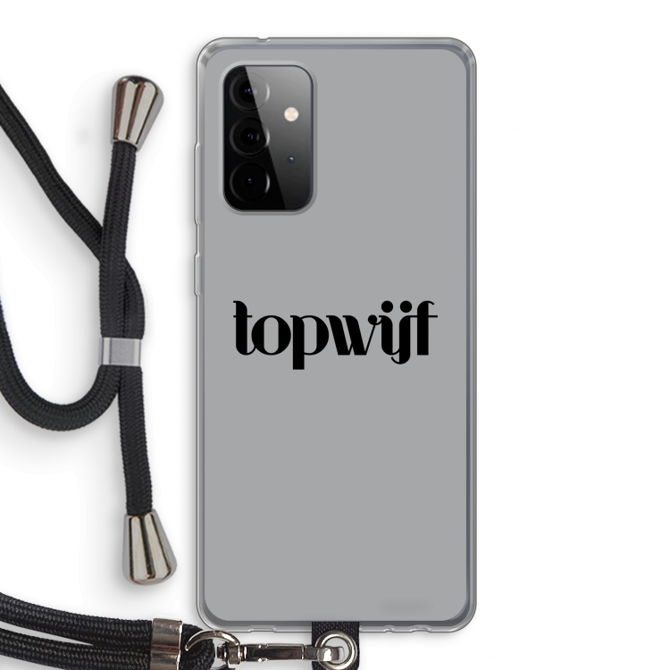 Topwijf Grijs Zwart: Samsung Galaxy A72 5G Transparant Hoesje met koord