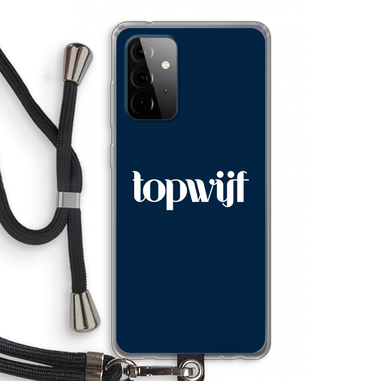 Topwijf Navy: Samsung Galaxy A72 5G Transparant Hoesje met koord