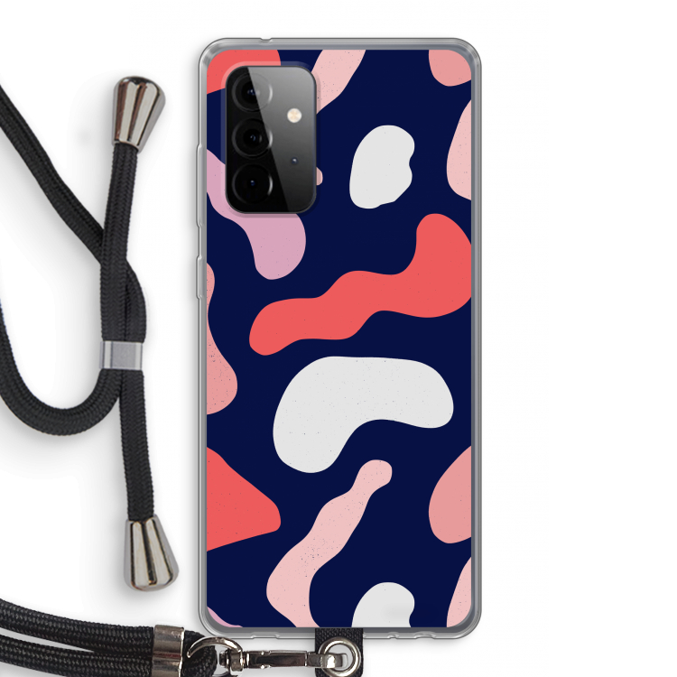 Memphis Shapes Pink: Samsung Galaxy A72 5G Transparant Hoesje met koord