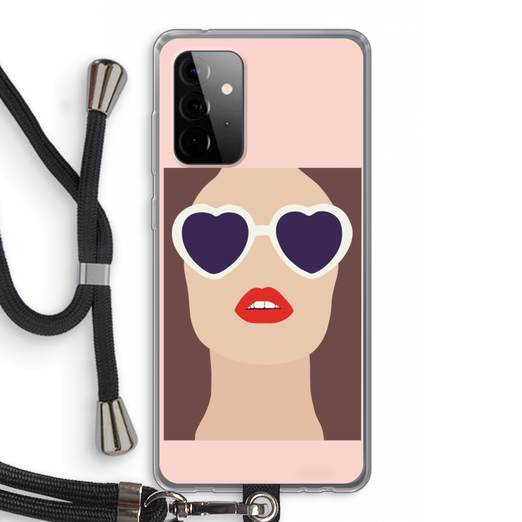 Red lips: Samsung Galaxy A72 5G Transparant Hoesje met koord