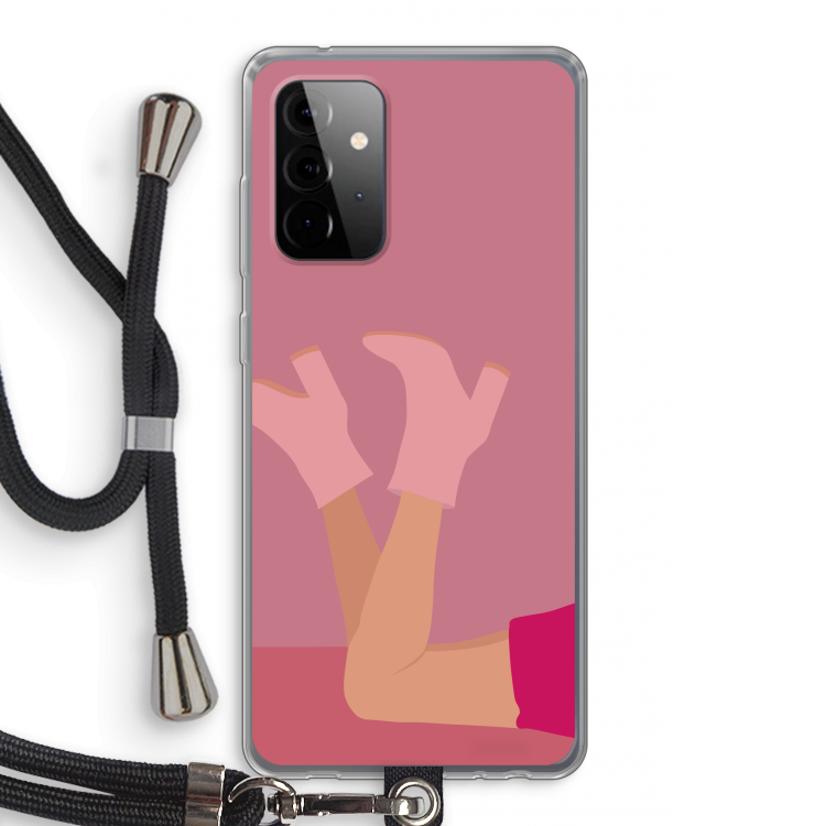 Pink boots: Samsung Galaxy A72 5G Transparant Hoesje met koord