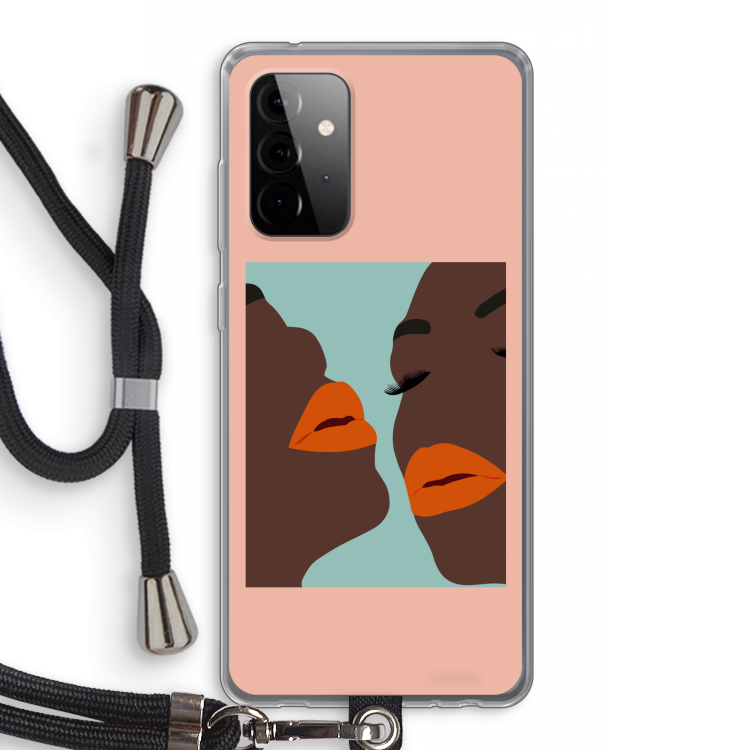Orange lips: Samsung Galaxy A72 5G Transparant Hoesje met koord