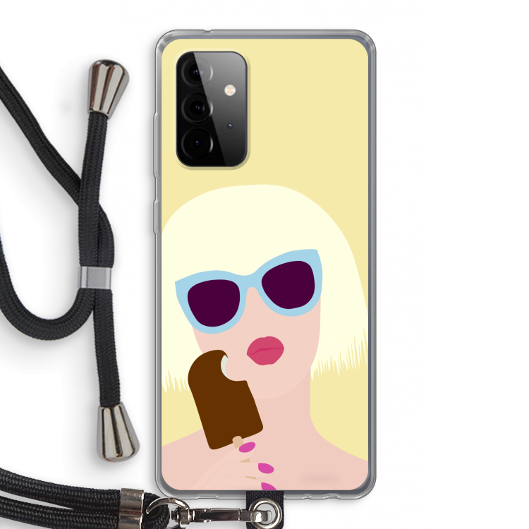 Ice cream: Samsung Galaxy A72 5G Transparant Hoesje met koord