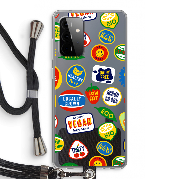 Fruitsticker: Samsung Galaxy A72 5G Transparant Hoesje met koord