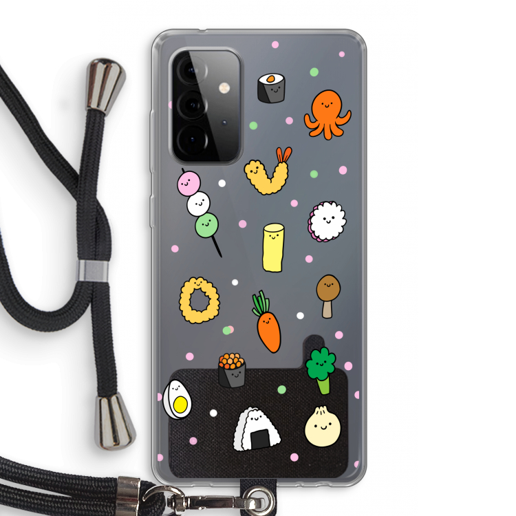 Happy bento friends: Samsung Galaxy A72 5G Transparant Hoesje met koord