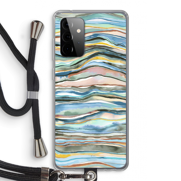 Watercolor Agate: Samsung Galaxy A72 5G Transparant Hoesje met koord