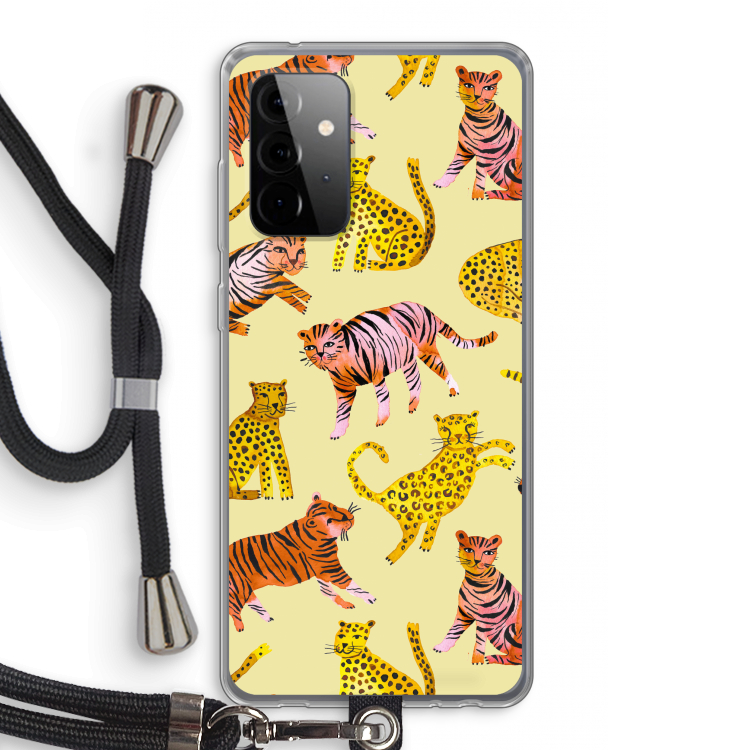 Cute Tigers and Leopards: Samsung Galaxy A72 5G Transparant Hoesje met koord