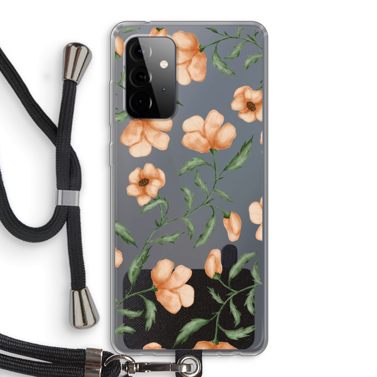 Peachy flowers: Samsung Galaxy A72 5G Transparant Hoesje met koord