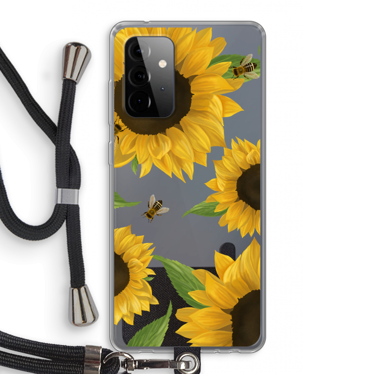 Sunflower and bees: Samsung Galaxy A72 5G Transparant Hoesje met koord