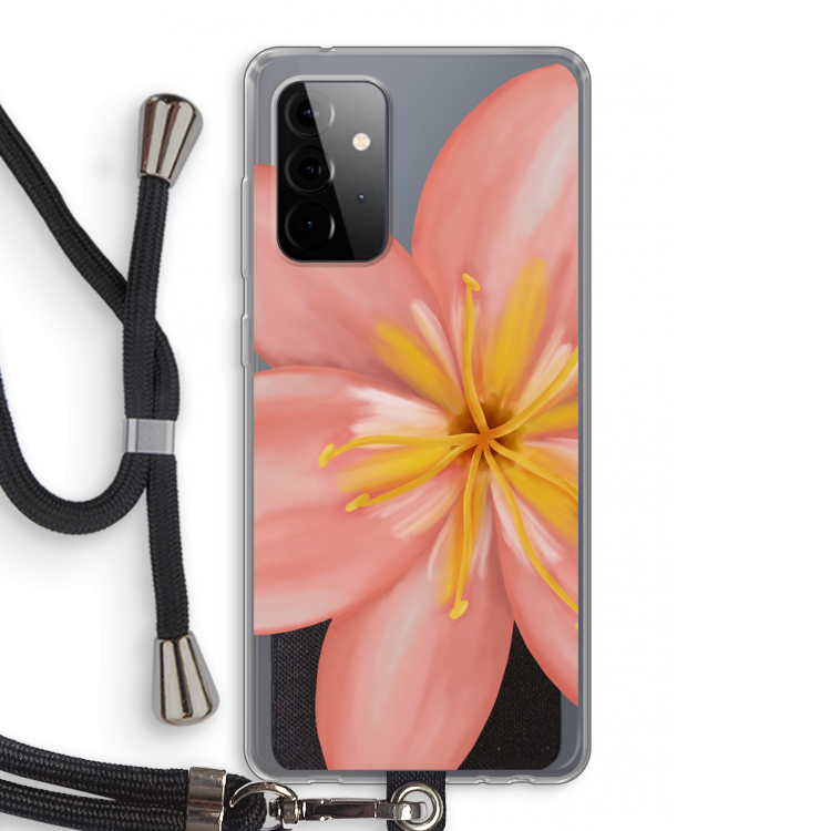 Pink Ellila Flower: Samsung Galaxy A72 5G Transparant Hoesje met koord