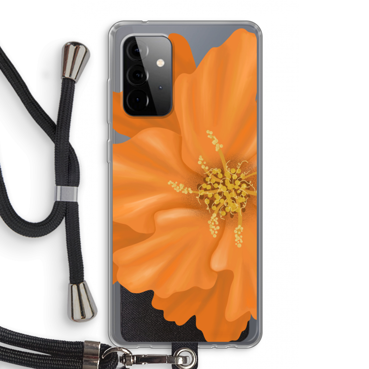Orange Ellila flower: Samsung Galaxy A72 5G Transparant Hoesje met koord