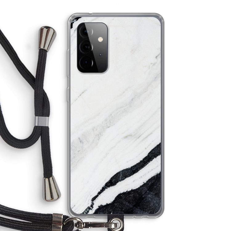 Elegante marmer: Samsung Galaxy A72 5G Transparant Hoesje met koord