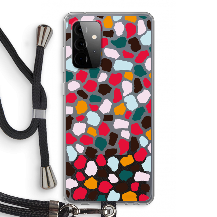 Colored Giraffe: Samsung Galaxy A72 5G Transparant Hoesje met koord
