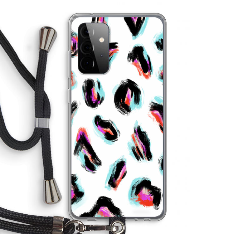 Cheetah color: Samsung Galaxy A72 5G Transparant Hoesje met koord