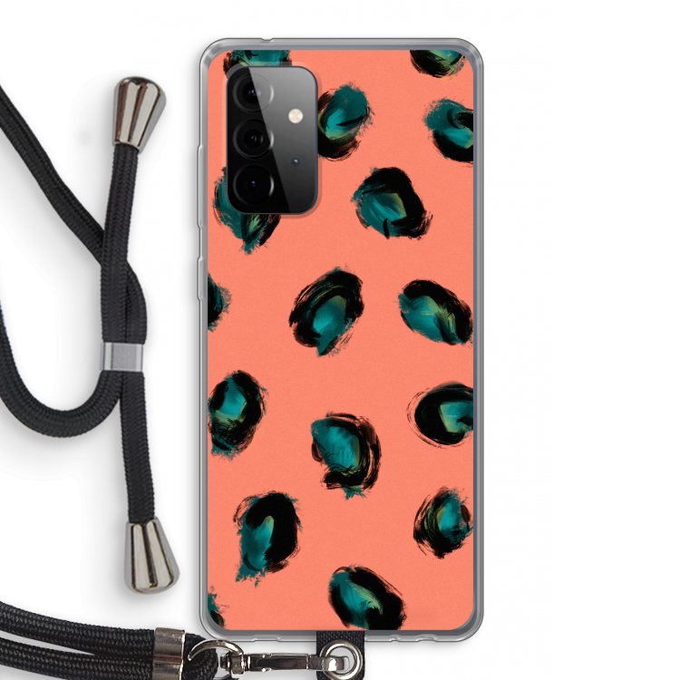 Pink Cheetah: Samsung Galaxy A72 5G Transparant Hoesje met koord