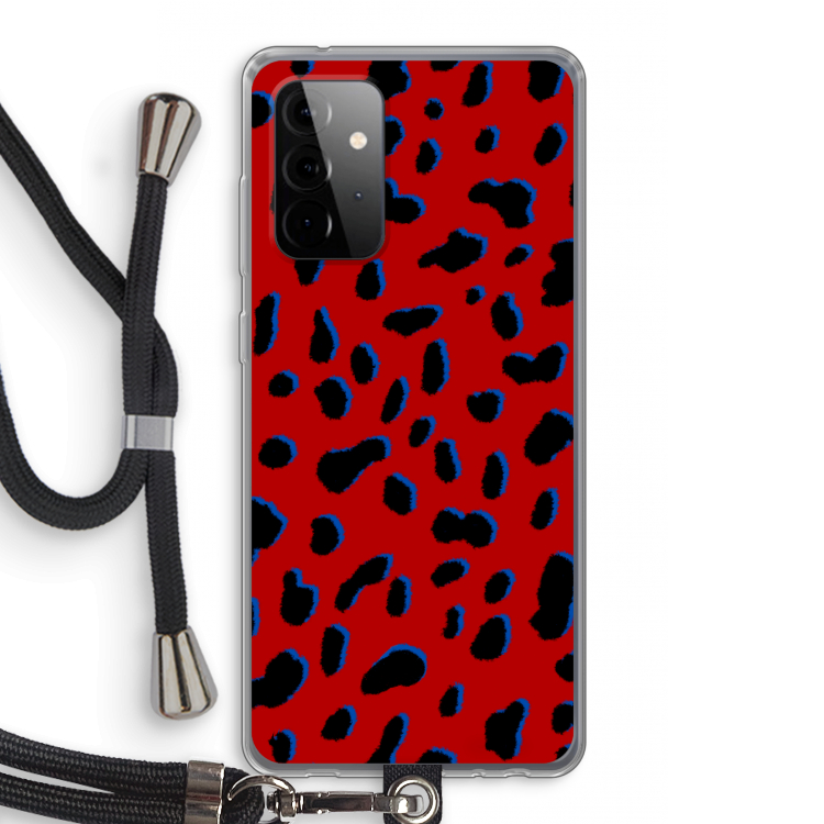 Red Leopard: Samsung Galaxy A72 5G Transparant Hoesje met koord
