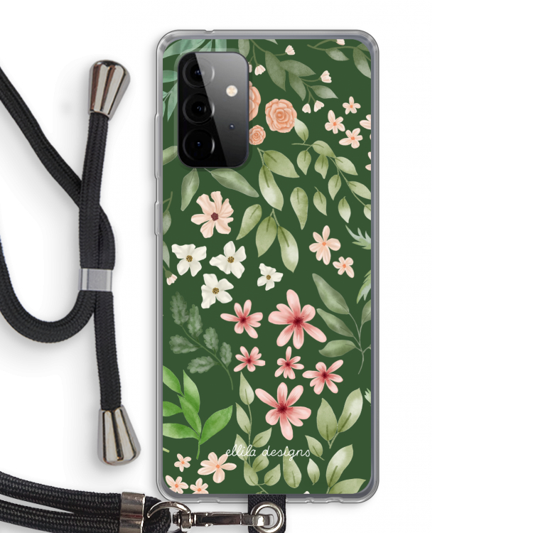Botanical green sweet flower heaven: Samsung Galaxy A72 5G Transparant Hoesje met koord
