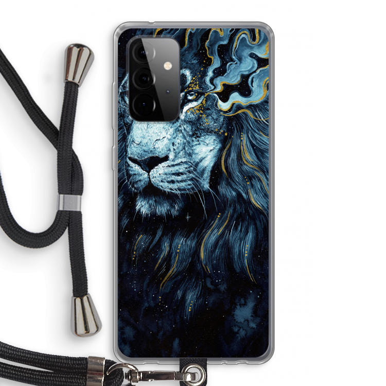 Darkness Lion: Samsung Galaxy A72 5G Transparant Hoesje met koord
