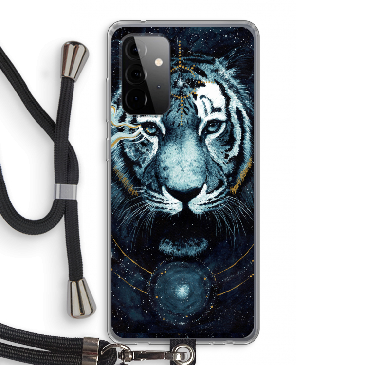 Darkness Tiger: Samsung Galaxy A72 5G Transparant Hoesje met koord