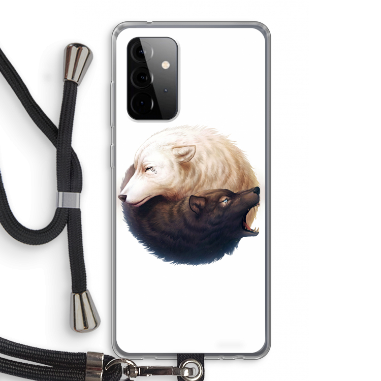 Yin Yang Wolves: Samsung Galaxy A72 5G Transparant Hoesje met koord