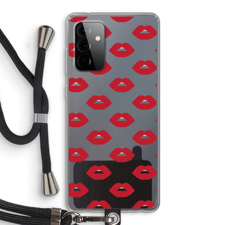 Lips: Samsung Galaxy A72 5G Transparant Hoesje met koord