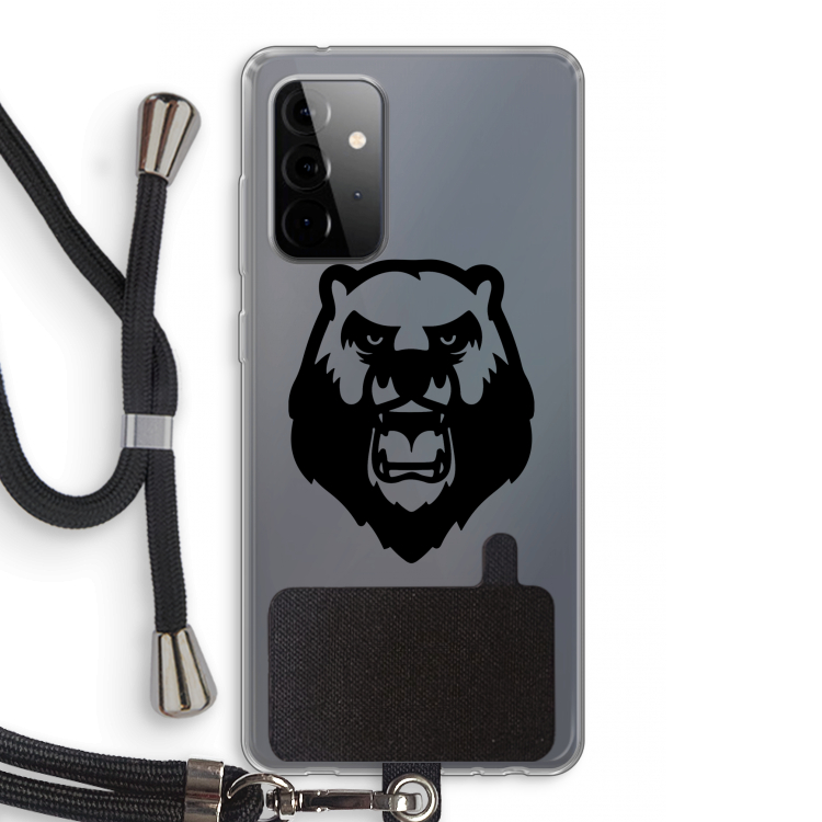 Angry Bear (black): Samsung Galaxy A72 5G Transparant Hoesje met koord