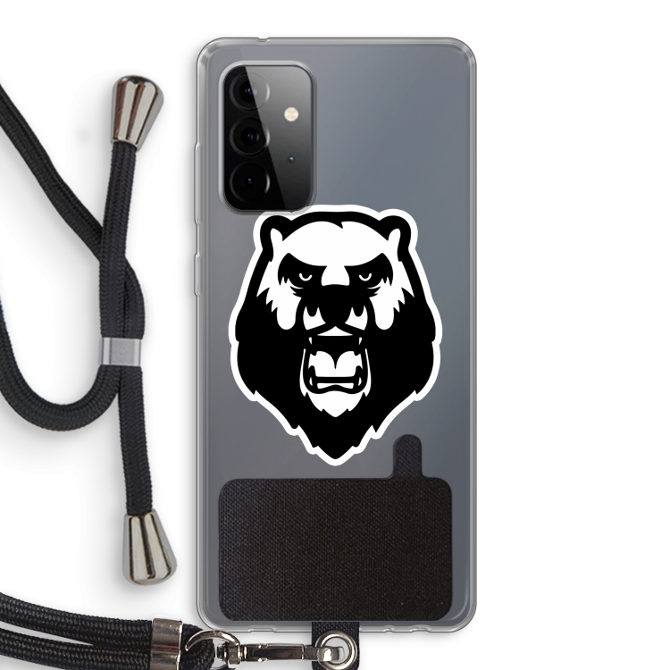 Angry Bear (white): Samsung Galaxy A72 5G Transparant Hoesje met koord