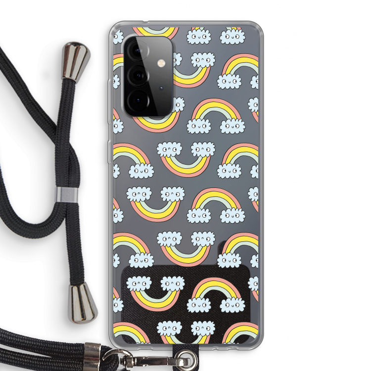 Regenboog: Samsung Galaxy A72 5G Transparant Hoesje met koord