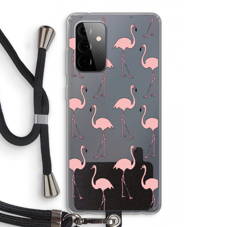 Anything Flamingoes: Samsung Galaxy A72 5G Transparant Hoesje met koord