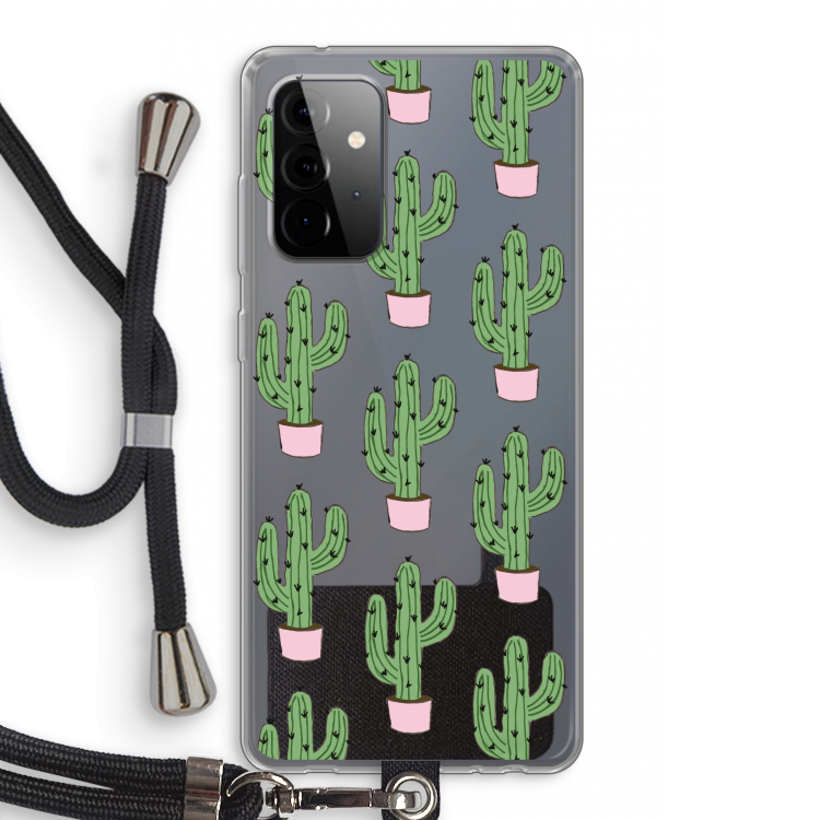 Cactus Lover: Samsung Galaxy A72 5G Transparant Hoesje met koord