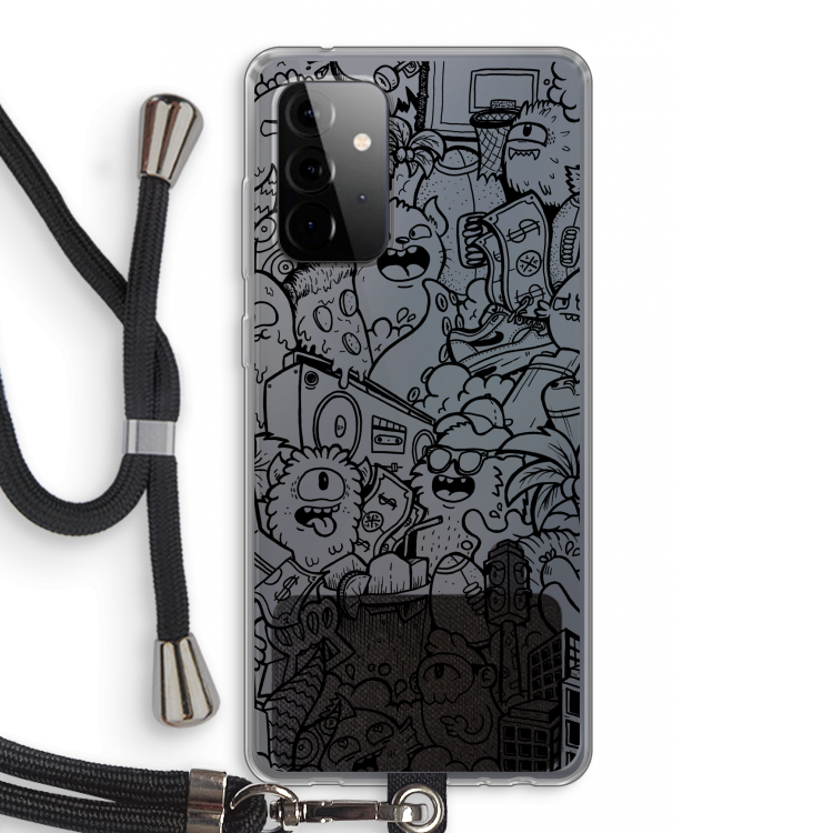 Vexx Black City : Samsung Galaxy A72 5G Transparant Hoesje met koord