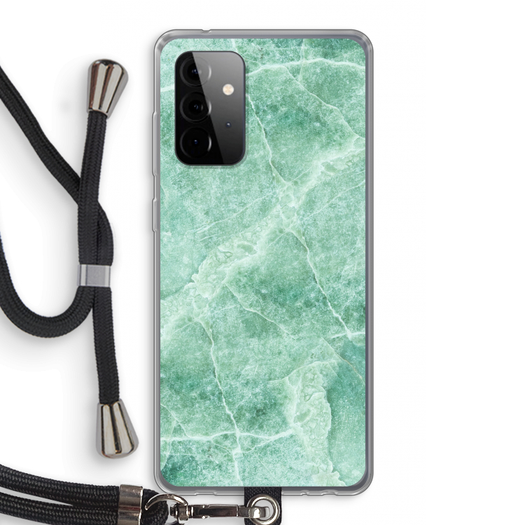 Groen marmer: Samsung Galaxy A72 5G Transparant Hoesje met koord