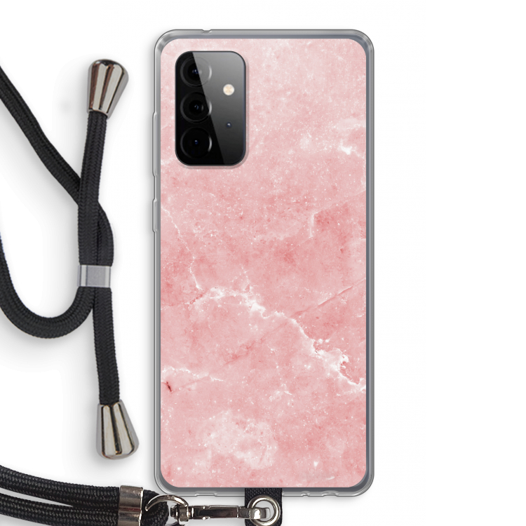 Roze marmer: Samsung Galaxy A72 5G Transparant Hoesje met koord