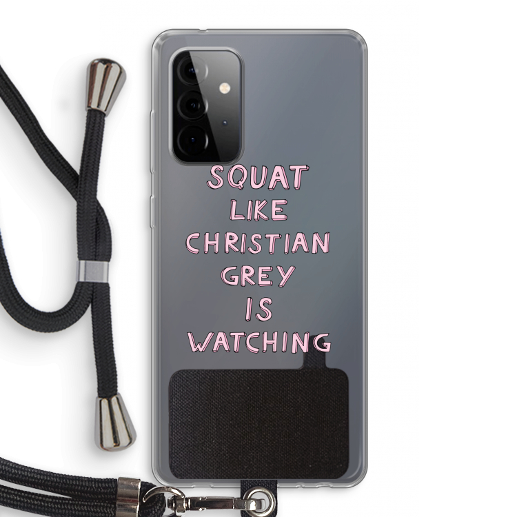 Christian Grey: Samsung Galaxy A72 5G Transparant Hoesje met koord