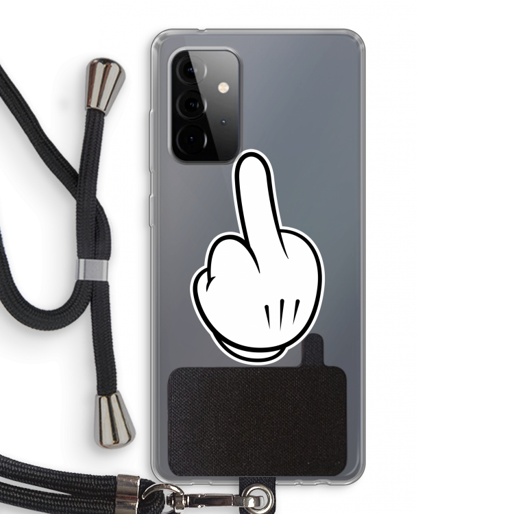 Middle finger white: Samsung Galaxy A72 5G Transparant Hoesje met koord