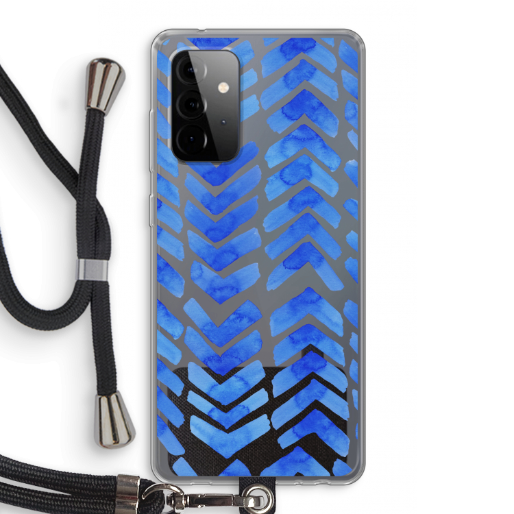 Blauwe pijlen: Samsung Galaxy A72 5G Transparant Hoesje met koord