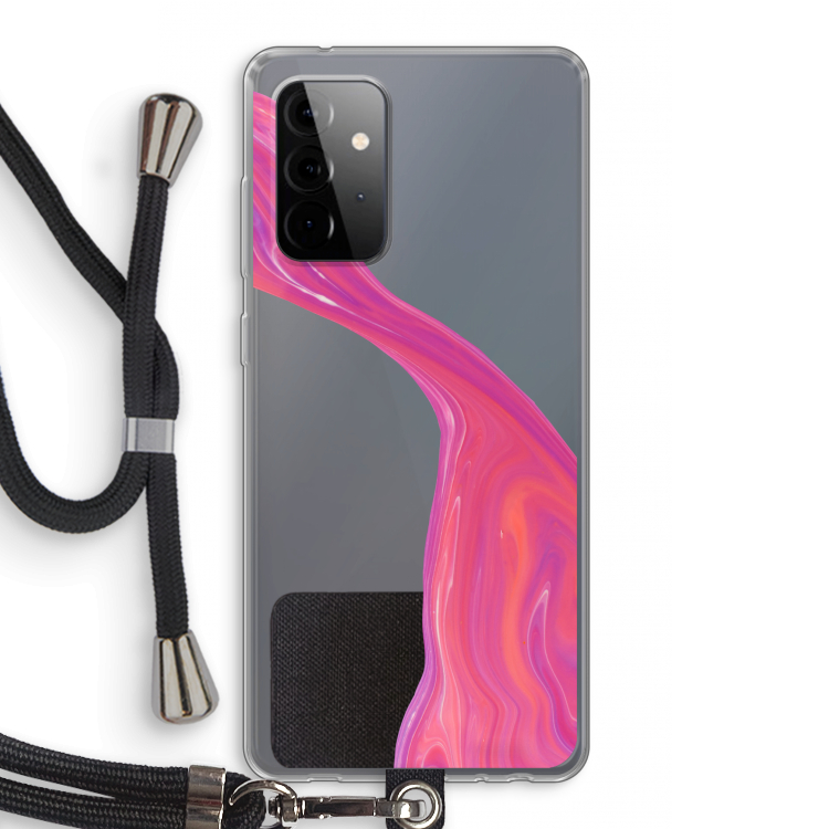 Paarse stroom: Samsung Galaxy A72 5G Transparant Hoesje met koord