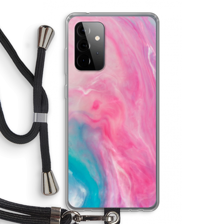 Roze explosie: Samsung Galaxy A72 5G Transparant Hoesje met koord