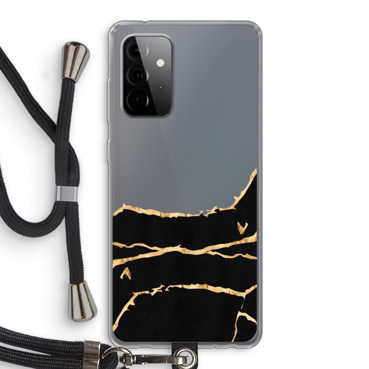 Gouden marmer: Samsung Galaxy A72 5G Transparant Hoesje met koord
