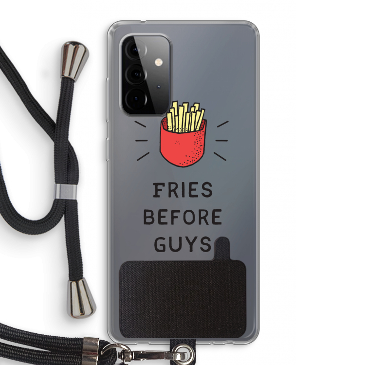 Fries before guys: Samsung Galaxy A72 5G Transparant Hoesje met koord