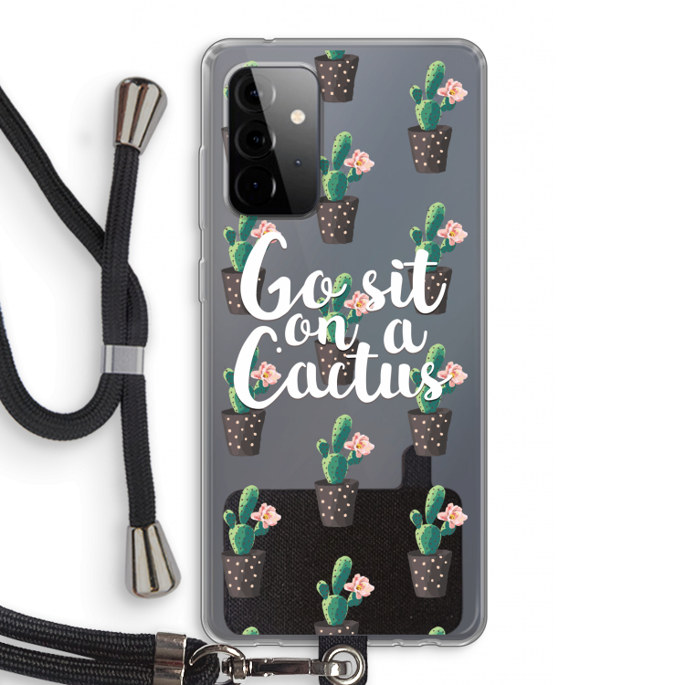 Cactus quote: Samsung Galaxy A72 5G Transparant Hoesje met koord